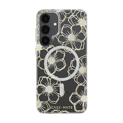 Case-Mate Floral Gems Case For Samsung Galaxy S25+ - Gold w/ Magnet - Clear/ Gold