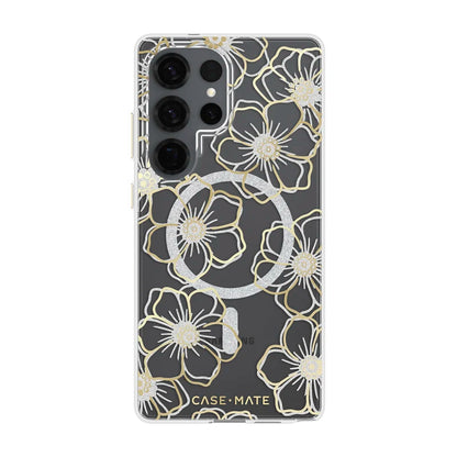 Case-Mate Floral Gems Case For Samsung Galaxy S25 Ultra - Gold w/ Magnet - Clear/ Gold