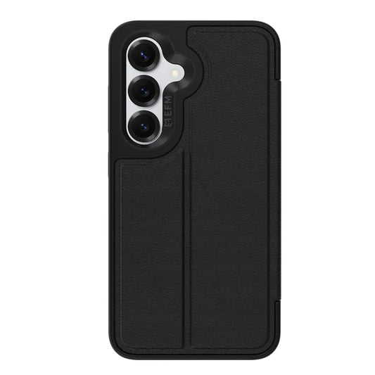 EFM Monaco Vegan Leather Wallet Case with D3O BIO For Samsung Galaxy S25 - Black