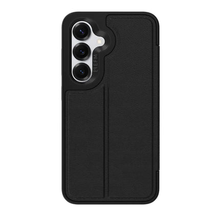 EFM Monaco Vegan Leather Wallet Case with D3O BIO For Samsung Galaxy S25+ - Black