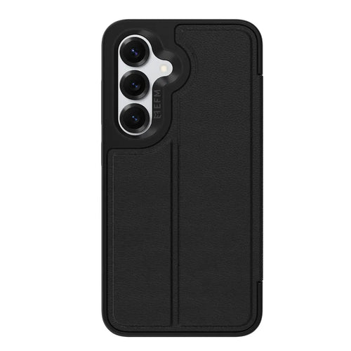EFM Monaco Vegan Leather Wallet Case with D3O BIO For Samsung Galaxy S25+ - Black