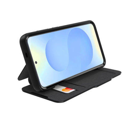 EFM Monaco Vegan Leather Wallet Case with D3O BIO For Samsung Galaxy S25+ - Black