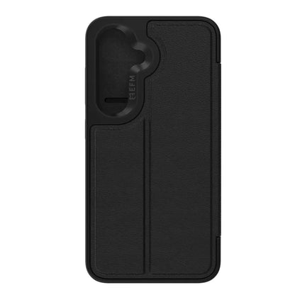 EFM Monaco Vegan Leather Wallet Case with D3O BIO For Samsung Galaxy S25+ - Black