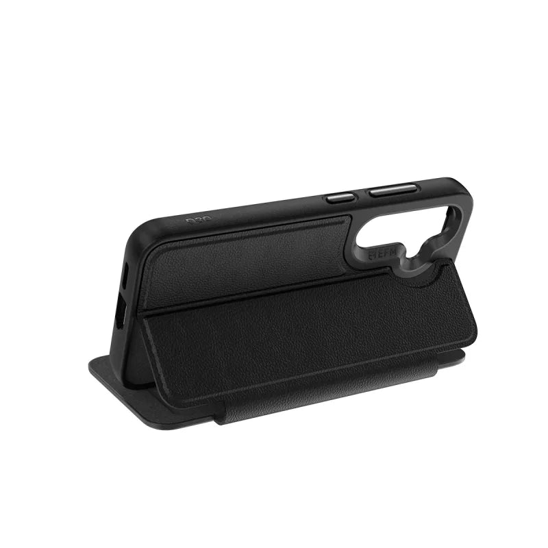 EFM Monaco Vegan Leather Wallet Case with D3O BIO For Samsung Galaxy S25+ - Black