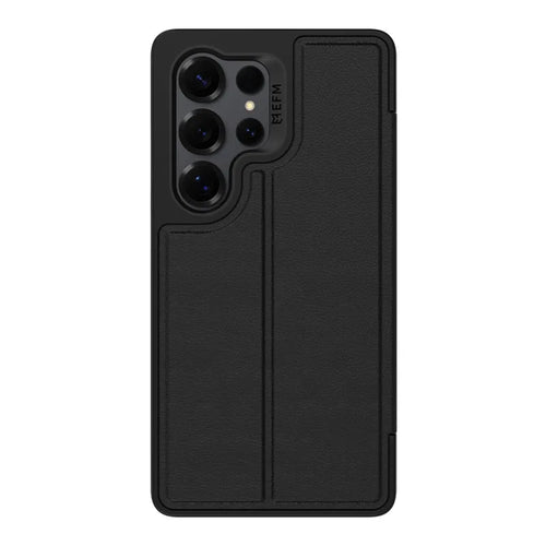 EFM Monaco Vegan Leather Wallet Case with D3O BIO For Samsung Galaxy S25 Ultra - Black