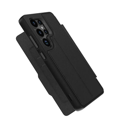 EFM Monaco Vegan Leather Wallet Case with D3O BIO For Samsung Galaxy S25 Ultra - Black