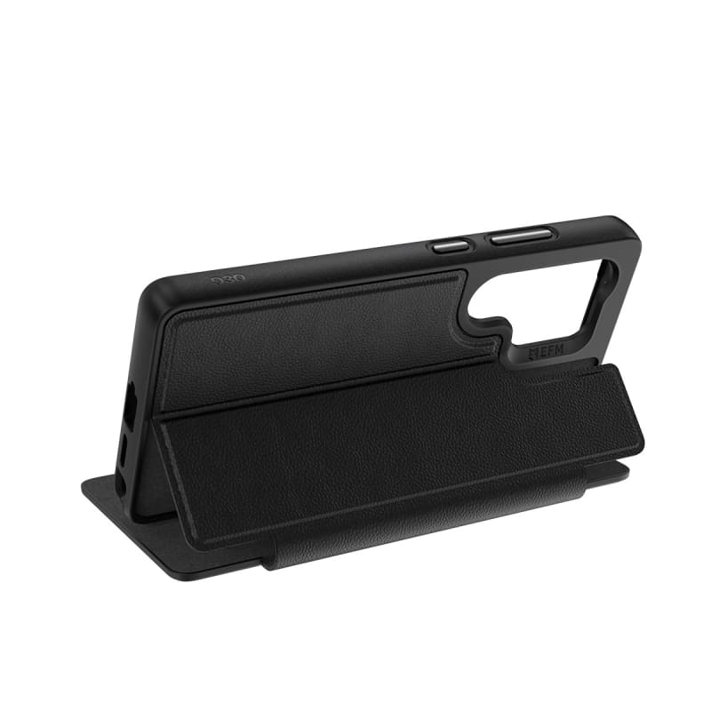 EFM Monaco Vegan Leather Wallet Case with D3O BIO For Samsung Galaxy S25 Ultra - Black