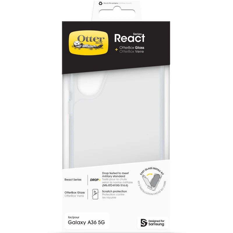 Otterbox React Case and Screen Guard Bundle For Samsung A36 5G - Clear