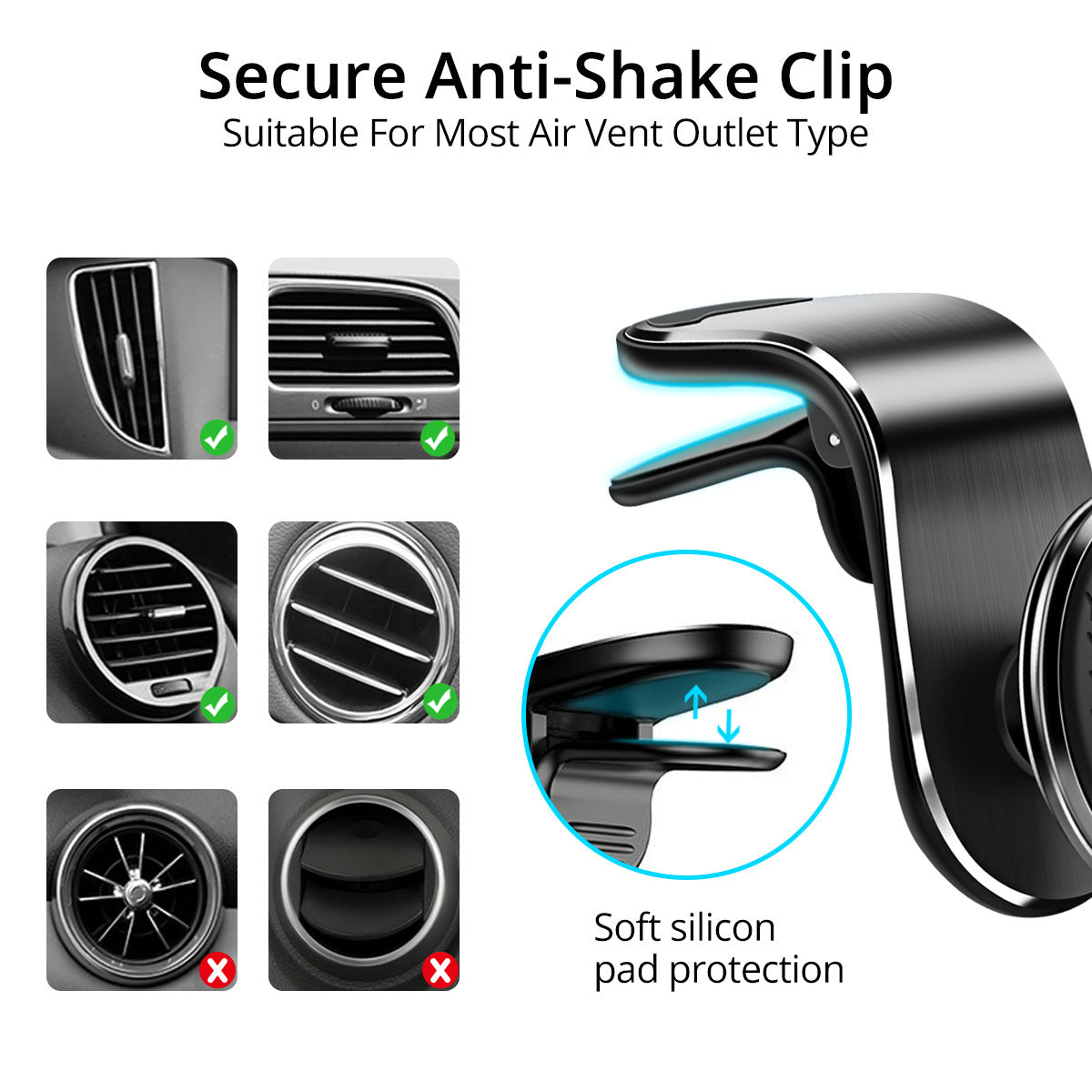Magnetic Car Phone Holder Air Vent 360° Mount 