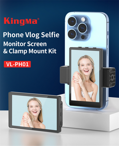 Phone Vlog Selfie Monitor Screen Clamp Mount Kit